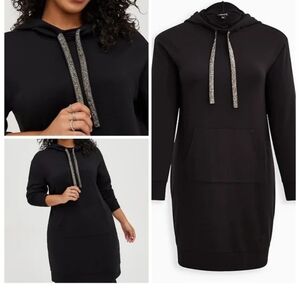 Torrid Black Long Sleeve Dress with Glitter Accents